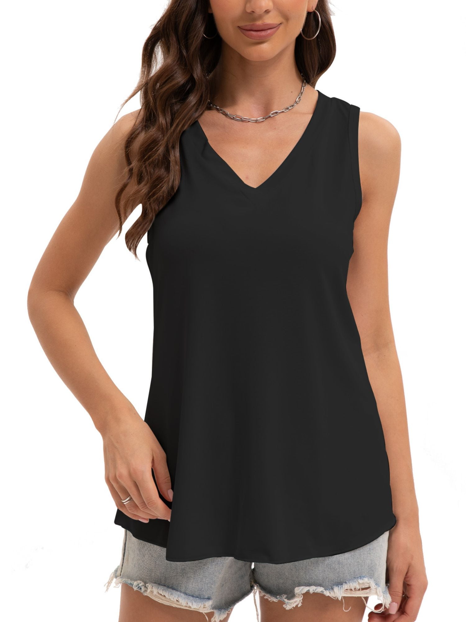 Women's Sleeveless V-Neck Tank Top - High Elasticity Summer Style