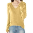 thumbnail image 1 of Womens V Neck Sweater, Fall Sweaters for Women Fashion Loose Fit Knitted Solid Color Long Sleeve Pullover S-2XL, 1 of 3