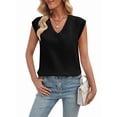 thumbnail image 1 of Womens V Neck Sweater Vest Oversized Ribbed Knit Sleeveless Casual Loose Fit Pullover Tank Top Black L, 1 of 9