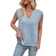 thumbnail image 1 of Womens V Neck Sweater Vest Oversized Ribbed Knit Sleeveless Casual Loose Fit Pullover Tank Top Sky Blue XL, 1 of 9