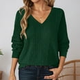 thumbnail image 1 of Womens V Neck Sweaters 2025 Fall Long Sleeve Shirts Lightweight Ribbed Knit Basic Casual Office Work Tunic Tops, 1 of 5
