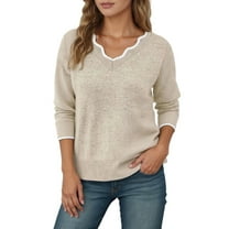 Womens V Neck Sweaters Cozy Lightweight Long Sleeve Solid Knitted Pullover Fall Winter Fashion Jumper Tops