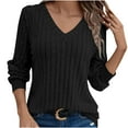 thumbnail image 1 of Womens V Neck Sweaters, Long Sleeve Pullover for Women Fall Fashion Loose Fit Ribbed Solid Color Thin Sweater S-2XL, 1 of 7