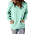 thumbnail image 1 of Womens V Neck Sweatshirt Long Sleeve Solid Casual Loose Fit Tops Blouses with Pockets Soft Comfy Pullover Tops Shirts, 1 of 7