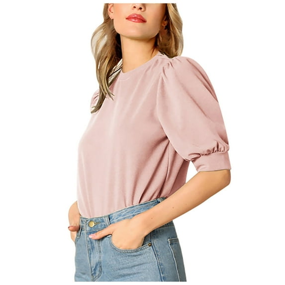 Womens V Neck T-Shirts Sevevn Women Solid Casual Short Sleeve Narrow Cuffs Pullover Loose Street Summer Shirts For Women 2025