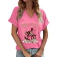 thumbnail image 1 of Womens V-Neck T Shirts Short Sleeve Vacation Tops Cowboy Graphic Print Summer Casual Loose Fit Tees, 1 of 3