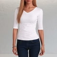 thumbnail image 1 of Womens V Neck T Shirts Slim Fit Half Sleeve Tops Casual Shirt (White XXL/....), 1 of 3