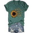 thumbnail image 1 of Womens V Neck T Shirts Vintage Cute Boho Flowers Short Sleeve Wildflower Tops, 1 of 1