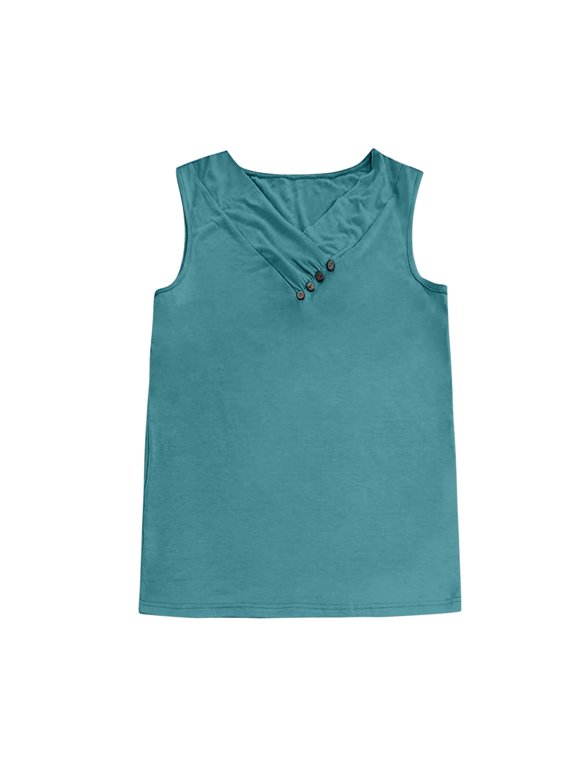 Womens V-Neck Tank Top Casual Solid Sleeveless Summer Basic T-Shirt Blouse Shell Vest Top Lightweight Soft Tee XXL