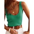 thumbnail image 1 of Womens V Neck Tank Tops 2025 Sleeveless Ribbed Knit Shirts Summer Casual Sweater Vest Green M, 1 of 7