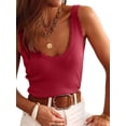 thumbnail image 1 of Womens V Neck Tank Tops 2025 Sleeveless Ribbed Knit Shirts Summer Casual Sweater Vest Red L, 1 of 7