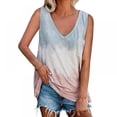 thumbnail image 1 of Womens V Neck Tank Tops Causal Sleeveless Basic Tops Shirts with Color Print, 1 of 3