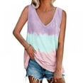 thumbnail image 1 of Womens V Neck Tank Tops Causal Sleeveless Basic Tops Shirts with Color Print, 1 of 3