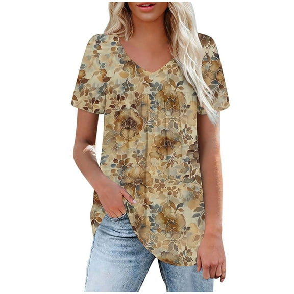 Womens V Neck Tank Tops Dressy Casual Womens V Neck T Shirts Loose Fit Short Sleeve Tunic Tops for Women XS