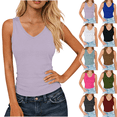 thumbnail image 1 of Womens V Neck Tank Tops Solid Color Slim Athletic Fitness Shirts Casual Breathable Sleeveless Workout Tops ,Sizes S-2XL, 1 of 9