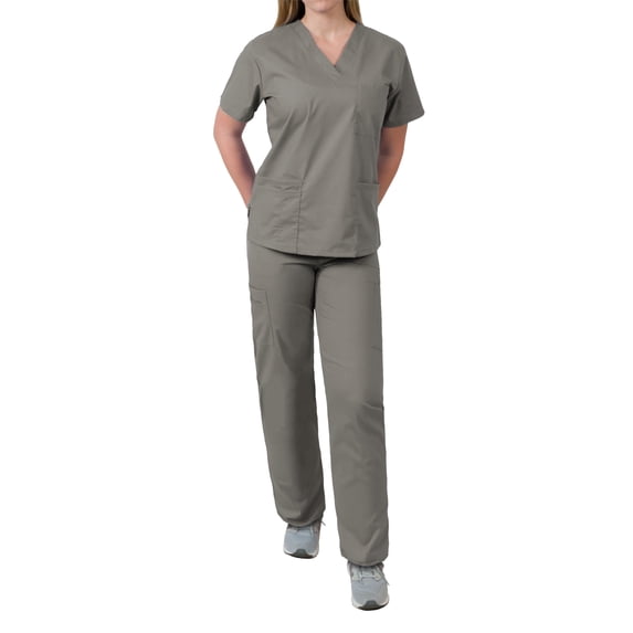 Womens V-Neck Top and Drawstring Pant Medical Scrub Set, Style 7891