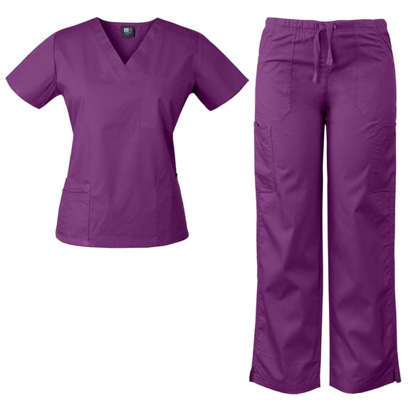 Womens V-Neck Top and Drawstring Pant Medical Scrub Set, Style 7891