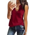 thumbnail image 1 of Womens V Neck Waffle Knit Vest Summer Casual Sleeveless Loose Tank Tops, 1 of 2