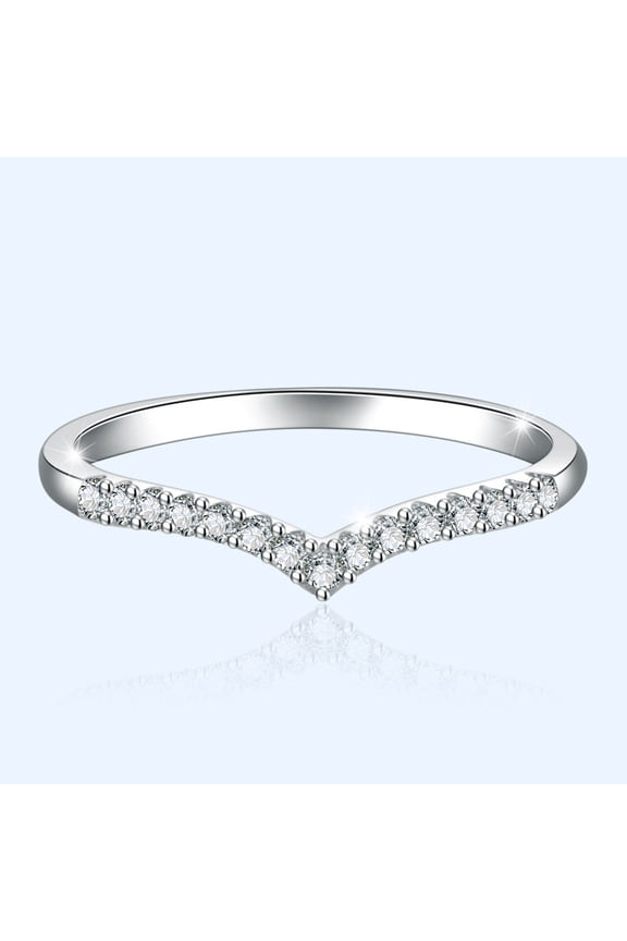 Womens V Shaped Diamond Ring Wishing Bone Design Dainty Stackable Promise Jewelry Gift Durable Metal For Casual