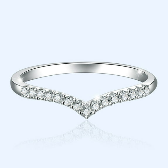 Womens V Shaped Diamond Ring Wishing Bone Design Dainty Stackable Promise Jewelry Gift Durable Metal For Casual