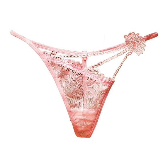 Womens V Shaped Sexy Transparent Hollow Lace Single Thong Thin Panties