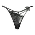 thumbnail image 1 of Womens V Shaped Sexy Transparent Hollow Lace Thong Thin Panties Adult Underwear Hiking Underwear Women Day of The Women Insulated for Womens Brief Eatable Panties on Clearance One Size Black, 1 of 3