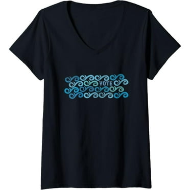 Womens VOTE Democrat Blue Wave Design V-Neck T-Shirt Ethyie