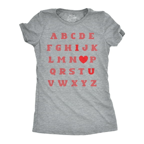 Womens Valentine Alphabet T Shirt Funny Cute Valentines Day Gift Lovers Tee for Ladies Womens Graphic Tees