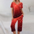 thumbnail image 1 of Womens Valentine Day Pajamas Set 2026 Lounge Heart Printed Plus Size Short Sleeve and Capri Pants Women 2 Piece Sleepwears, 1 of 7
