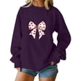 thumbnail image 1 of Womens Valentine Day Pullover Sweatshirts Long Sleeve Holiday Cute Valentines Sweater Casual Bow Heart Tops, L Purple, 1 of 5