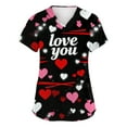 thumbnail image 1 of Womens Valentine Day Scrub Tops Love Heart Print Short Sleeve Medical Quick Dry Scrubs Nursing V Neck Plus Size Scrub Tops with Pockets Red 3XL, 1 of 5