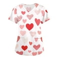 thumbnail image 1 of Womens Valentine Day Scrub Tops Love Heart Print Short Sleeve Quick Dry Medical Scrub Tops Cute V Neck Plus Size Uniform with Pockets Light pink S, 1 of 6