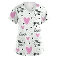 thumbnail image 1 of Womens Valentine Day Scrub Tops Love Heart Print Short Sleeve Quick Dry Plus Size Scrub Tops Medical V Neck Cute Uniform with Pockets White S, 1 of 5