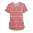 thumbnail image 1 of Womens Valentine Day Scrub Tops Love Heart Print V Neck Cute Medical Scrubs Quick Dry Short Sleeve Nursing Scrub Tops with Pockets Purple Pink L, 1 of 5