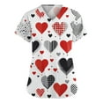 thumbnail image 1 of Womens Valentine Day Scrubs Love Heart Print Medical V Neck Cute Scrubs Short Sleeve Quick Dry Nursing Scrub Tops with Pockets Red XL, 1 of 5