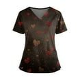 thumbnail image 1 of Womens Valentine Day Scrubs V Neck Cute Short Sleeve Quick Dry Scrubs Love Heart Print Medical Plus Size Uniforms with Pockets Coffee L, 1 of 4