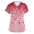 thumbnail image 1 of Womens Valentine Day Scrubs V Neck Nursing Short Sleeve Plus Size Scrub Tops Love Heart Print Cute Quick Dry Uniforms with Pockets Hot Pink 4XL, 1 of 5