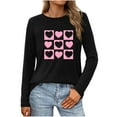 thumbnail image 1 of Womens Valentine Day Shirts Casual Heart Long Sleeve Going Out Tops Pullover Loose Spring Holiday Valentines Outfits, M Black, 1 of 5