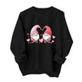 thumbnail image 1 of Womens Valentine Gnome Sweatshirt Cute Oversized Shirt for Her, Soft Lightweight Casual Crewneck, Holiday Gift Idea, Black,Size XL, 1 of 6