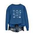 thumbnail image 1 of Womens Valentine Heart Sweatshirt, Blue Oversized Crewneck with Hand-Drawn Hearts, Cute Casual Valentine's Day Gift, Soft Long Sleeve Pullover,Size L, 1 of 5