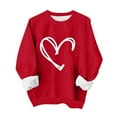 thumbnail image 1 of Womens Valentine Love Print Sweatshirt - Cute Graphic Round Neck Pullover, Casual Long Sleeve Loose Fit Top, Romantic Couple Matching 2026 Gift, 1 of 5