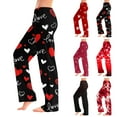 thumbnail image 1 of Womens Valentine Pajama Pants High Waisted Sleepwear Pants with Heart Print Loose Wide Leg Lounge Pants for Cozy Sleep Pink S, 1 of 6