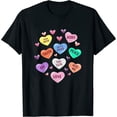 thumbnail image 1 of Womens Valentine'S Day Heart Candy Design Woman & Kids T-Shirt Black 3X-Large, 1 of 5