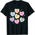 thumbnail image 1 of Womens Valentine'S Day Heart Candy Tee, Conversation Hearts V-Neck T-Shirt Black 4X-Large, 1 of 5