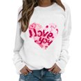 thumbnail image 1 of Womens Valentine'S Day Hoodie Sweatshirt Heart Print Long-Sleeved O Neck Soft Oversized Sweatshirt for Men,White,M, 1 of 6
