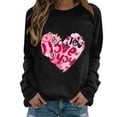 thumbnail image 1 of Womens Valentine'S Day Hoodie Tops Heart Print Long-Sleeved O Neck Soft Womens Casual Clothing,Black,M, 1 of 6