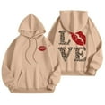 thumbnail image 1 of Womens Valentine'S Day Lined Sweatshirts Word Graphic Preppy Clothes Long Sleeve Womens Workout Clothing,Khaki,XL, 1 of 7