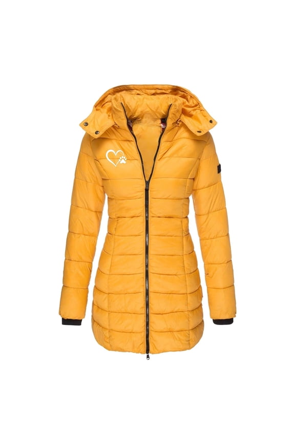 Womens Valentine'S Day Long Puffer Jacket Heart Print Quilted Jackets Winter Coats Slim Fit Down Coat Zip Up Hooded Jacket Thickened Quilted Down Jacket Warm Winter Coat with Hood