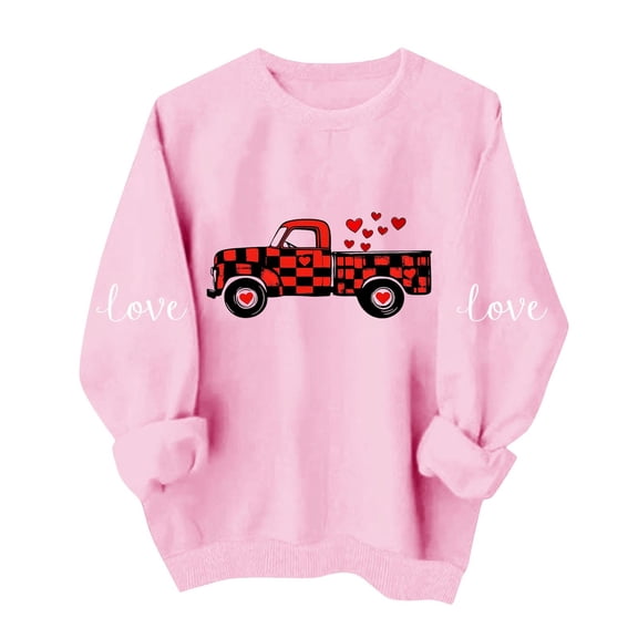 Womens Valentine’S Day Sweatshirts Long Sleeve Shirts Tops Love Heart Pullover Shirts Fashion Crewneck Tunics Tops