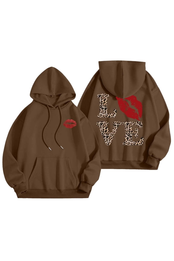 Womens Valentine'S Day T Shirts Blouses Word Graphic Preppy Clothes Long Sleeve Petite Tops for Women,Brown,M